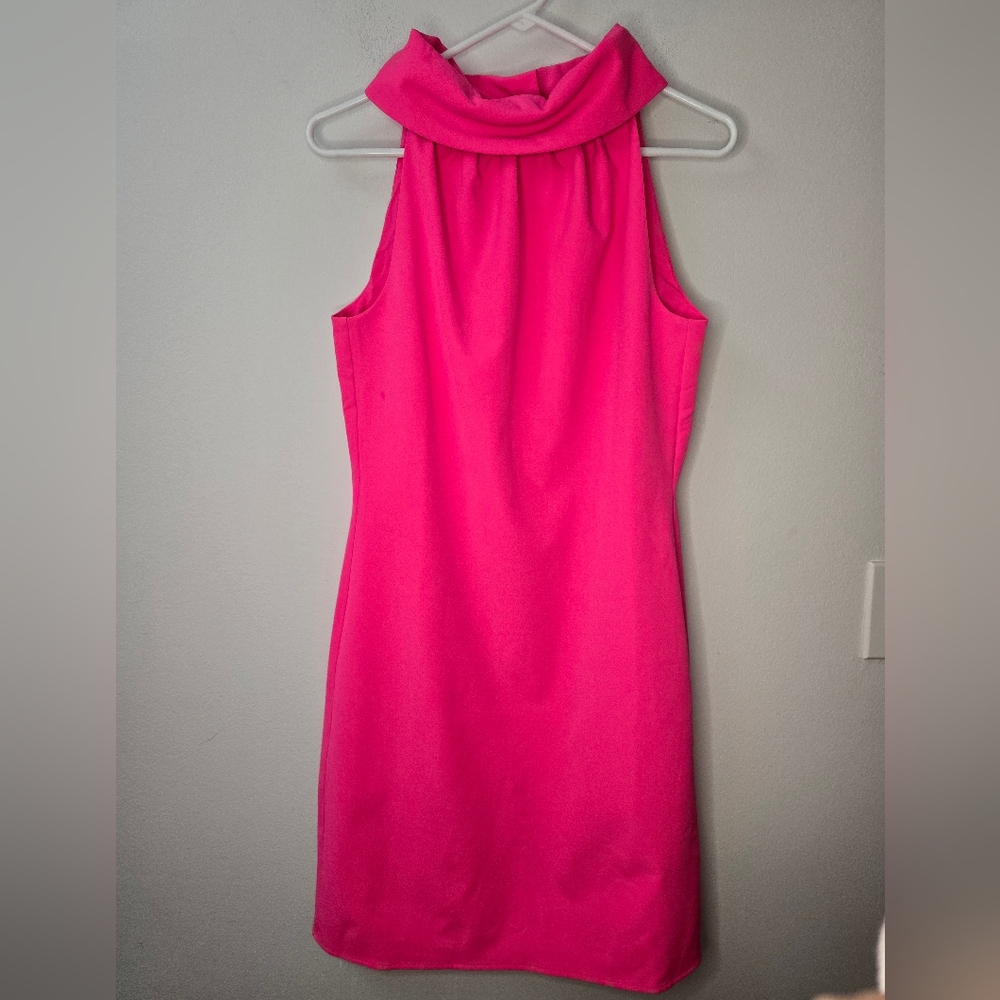 Sail To Sable Hydra Dress Hot Pink Cowl Sleeveless Oversized Buttons